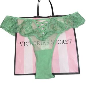 Victoria's Secret Mint Lace & Sheer Mesh Brazilian Panty NWT Medium‎